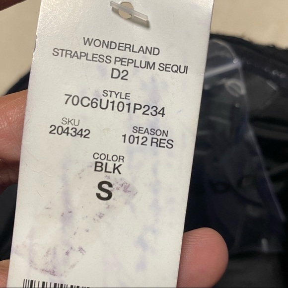 Bebe Dress Women’s Small Black Wonderland Strapless Peplum Sequin Cocktail Dress - Picture 13 of 14